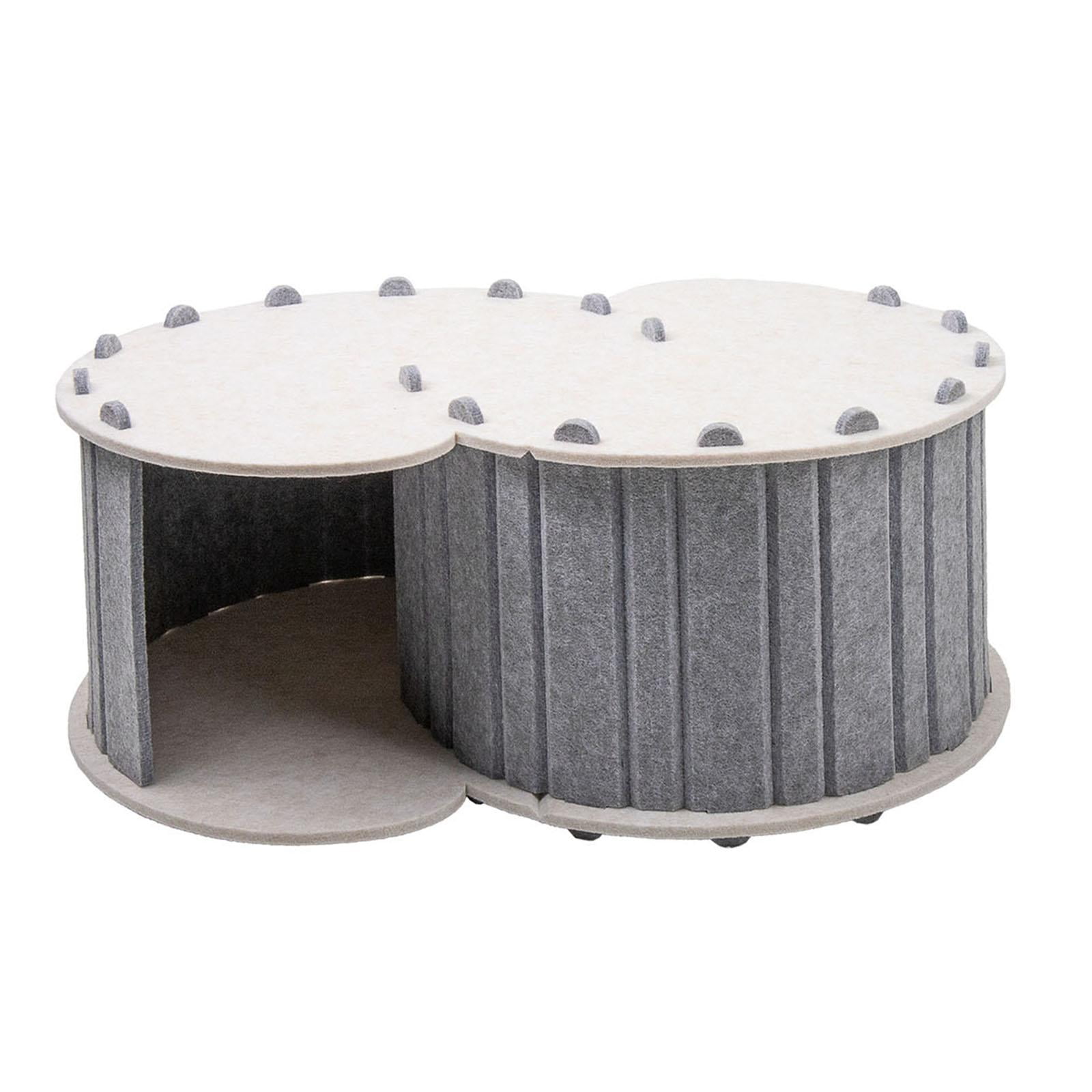 Stgfyxgs Cat Tunnel Bed, Pet Cat House All Seasons Hideout Portable Breathable with 2 Holes Removable Cover Compact Cat Nest Hideaway Cave Gray