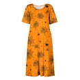 thumbnail image 4 of Women's Halloween Print Casual Dress, Round Neck with Pockets Design for Daily Wear, Relaxed Fit for Everyday Outings, Halloween Themed Dress for Ladies Saffron 2XL, 4 of 6