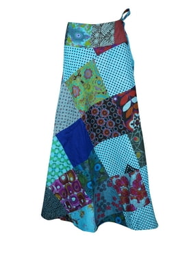 Mogul Women Long Wrap Skirt Floral Print Cotton Beach Cover Up Summer Skirts Onesize