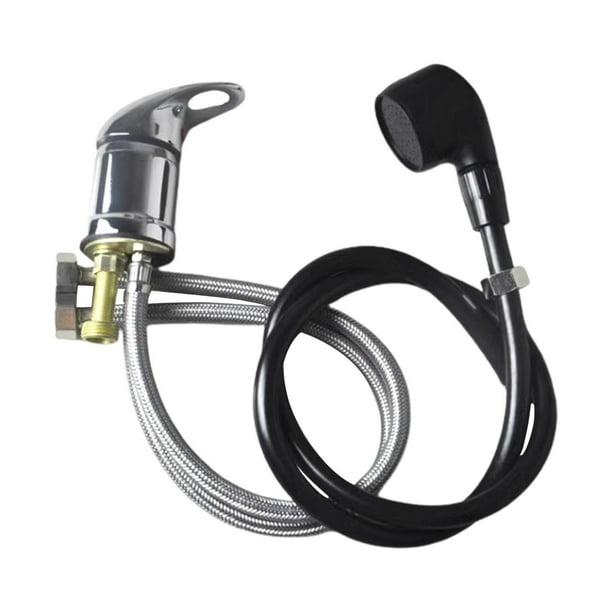 Grifo de champú para salón, tubería de agua, Unidad de retrolavado de aleación de Zinc, repuesto Universal, fregadero de salón, mezclador de agua fría 80cmcon tubo negro