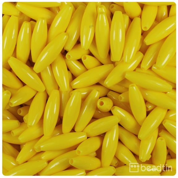 BeadTin Yellow Opaque 19mm Spaghetti Craft Beads (150pcs)