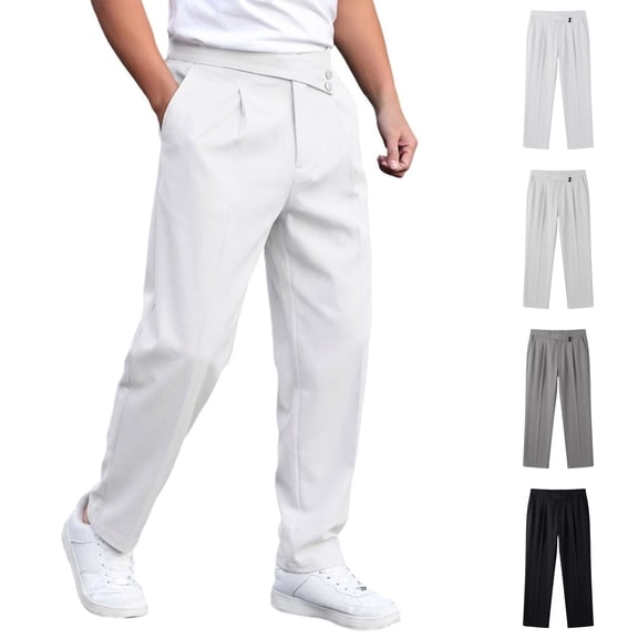Rvwovn Men's Pleat-Front Dress Pants - Business Suit Trousers, Summer Casual Office Wear