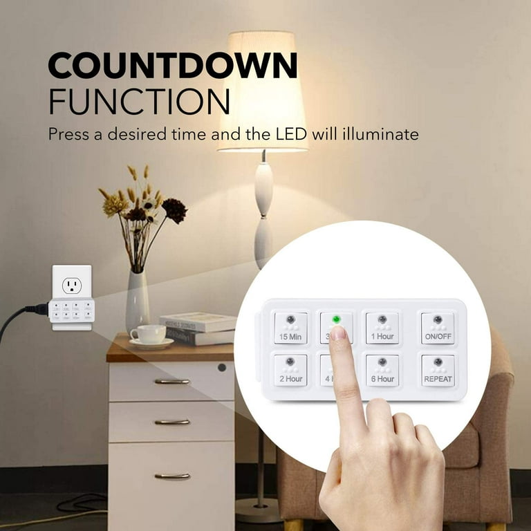 Auto Shut Off Countdown Timer, Electrical Outlet for Curling Iron, Phone,  Lights