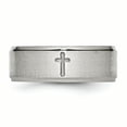 thumbnail image 3 of Stainless Steel Cross 8mm Ridged Edge Ring Man Religious Wedding Designed  For Dad Mens  For Him, 3 of 11