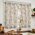 thumbnail image 3 of Floral Kitchen Curtains for Windows 36 Inch Farmhouse Country Linen Tier Curtains Botanic Small Window Drapes for Living Room Bathroom Laundry RV Rod Pocket Rustic 2 Panels Tan on Beige, 3 of 8