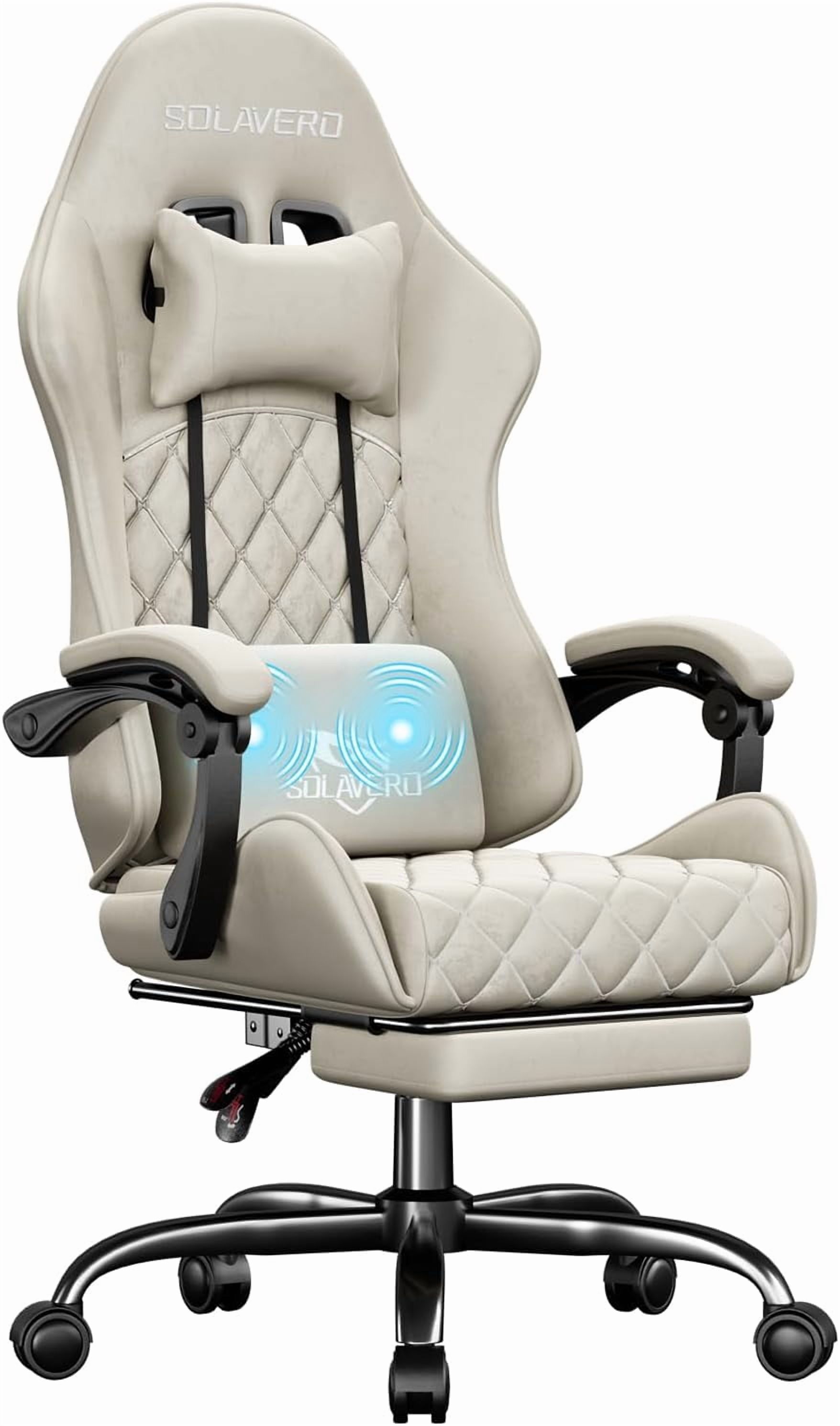 HLDIRECT Gaming Chair, Ergonomic Fabric Gamer Chair, Video Game Chair with Footrest and Massage Lumbar Cushion, Computer Office Chair