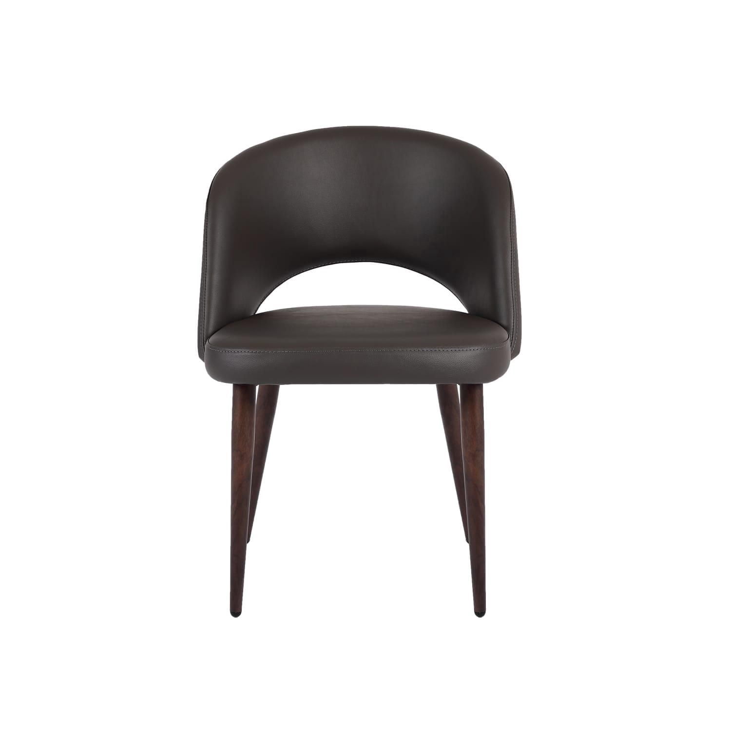 Executive Wood Dining Chair with Gray Leather Upholstery (Set of 4)