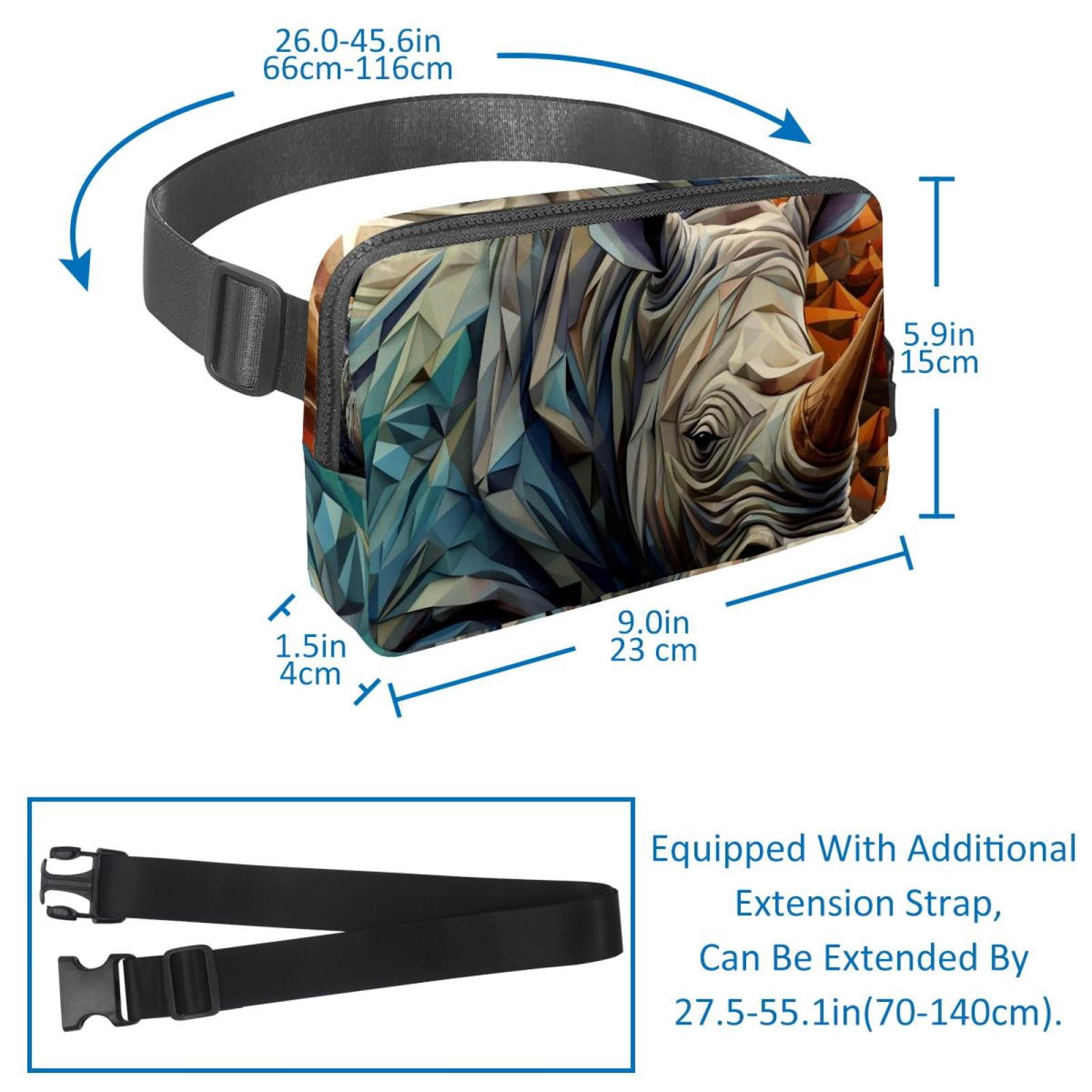 Rhinoceros Lightweight Adjustable Fanny Pack with Extension Strap - Unisex Waist Packs Crossbody Bag