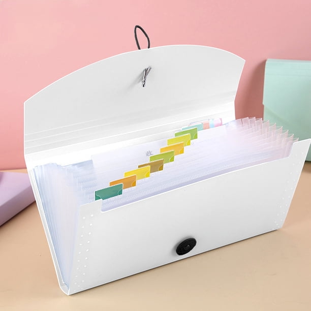 Mini Carpeta de Plástico Tipo Acordeón para Guardar Facturas Recibos Cupones y DocumentosBlanco MNFD