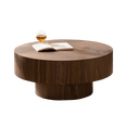 thumbnail image 6 of Hassch Vintage-Style Round Coffee Table in Walnut Finish, MDF Accent Table for Living Room or Office, Easy Assembly & Waterproof Surface, 30.51"Dia x 13.78"H, 6 of 6