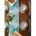 thumbnail image 5 of Marble Aqua, Table Runner Gradient Gold Aesthetics Abstract Minimalist Art Tablerunners 18 x 72 Inch, Table Decorations Tabletop Scarf for Summer Gathering Holiday Farmhouse Kitchen Dining Decor, 5 of 6