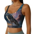 thumbnail image 2 of KLL Night Sky Wolf for Workout Tank Tops for Women,U Back Fitness Top Built in Shelf Bras Padded Fit for Yoga Gym-Large, 2 of 8