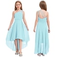 thumbnail image 3 of Miaeowve Flower Girl Dress for Wedding Kids Sparkly One Shoulder Ruched High Low A Line Maxi Summer Dress Light Blue 12, 3 of 7