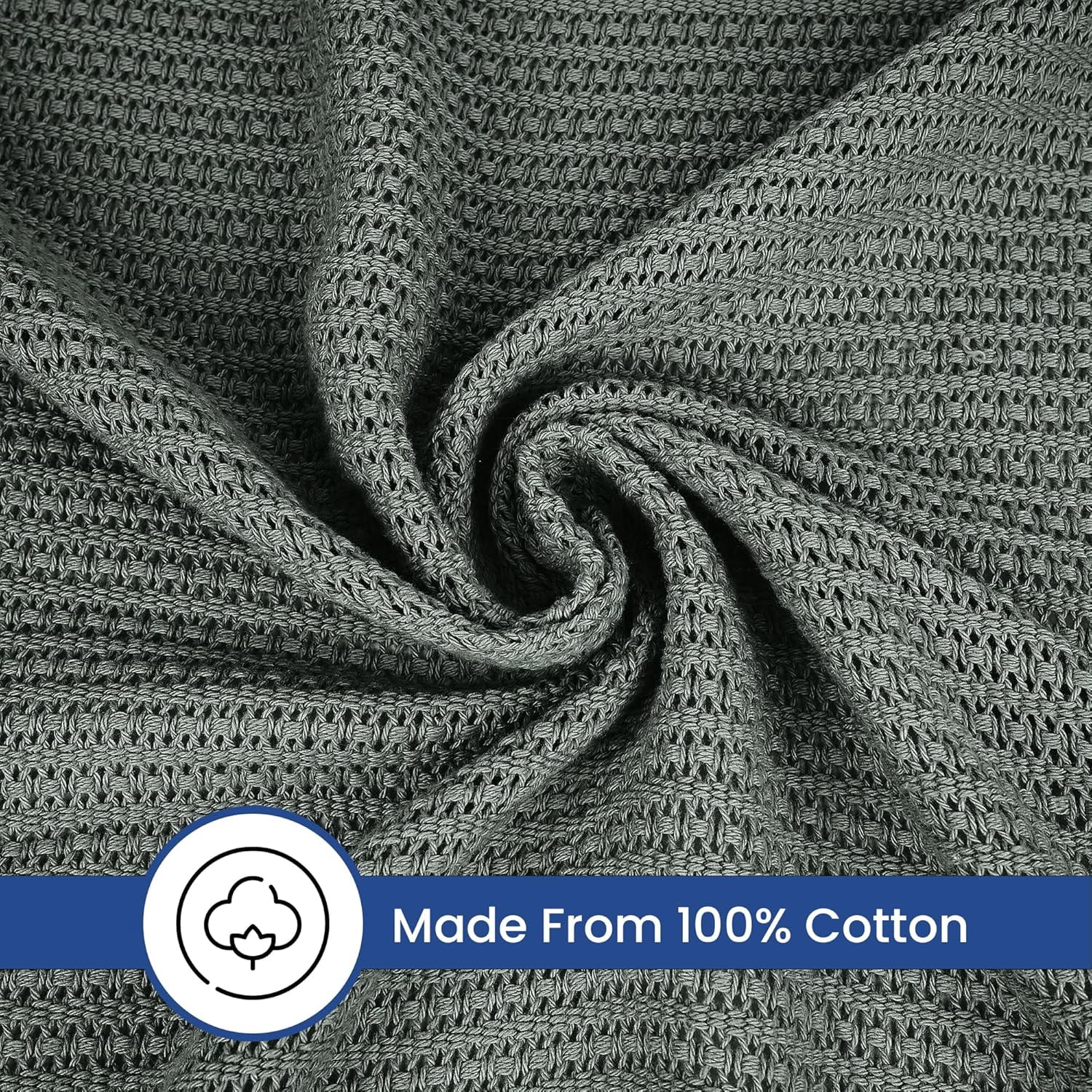 Linteum Textile 100% Cotton Leno Weave Blanket (Charcoal Grey, Twin) 66x90 Inches