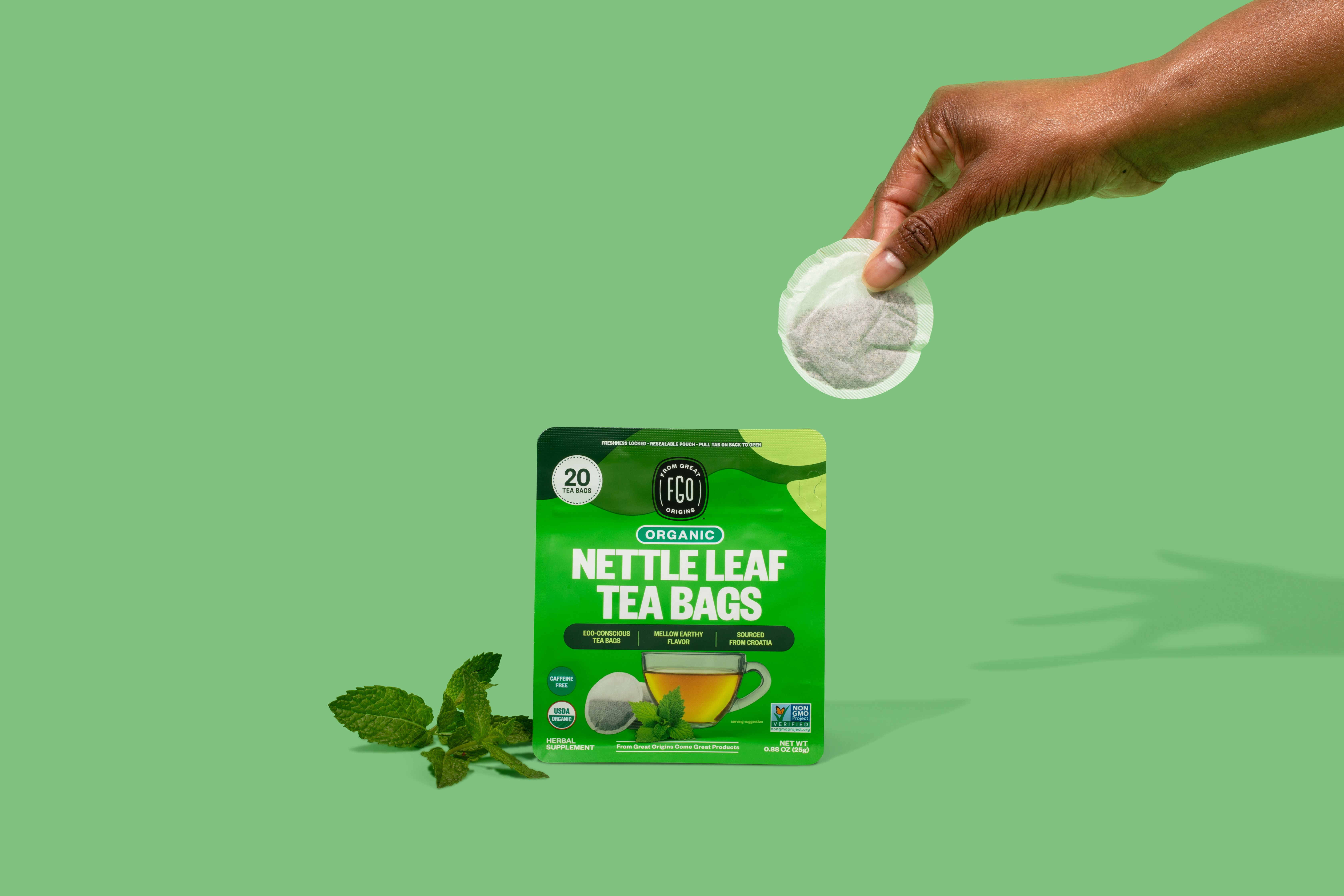 FGO Nettle Leaf Tea, Organic Tea Bags, 20 Count