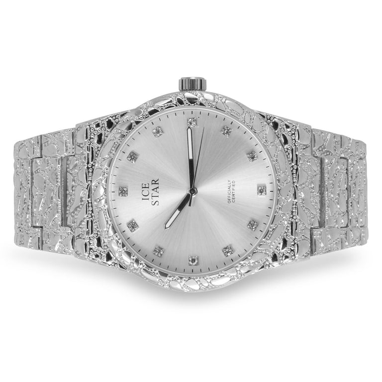Ice Star Men's Luxury 45mm Nugget Watch with Diamond Accent Dial