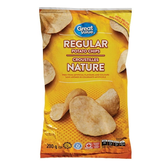 Great Value Regular Potato Chips, 200 g