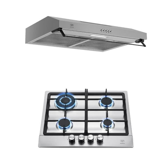 Combo Parrilla a Gas 4 Quemadores AVERA AI4 y Campana de Pared 60 cm CEA60