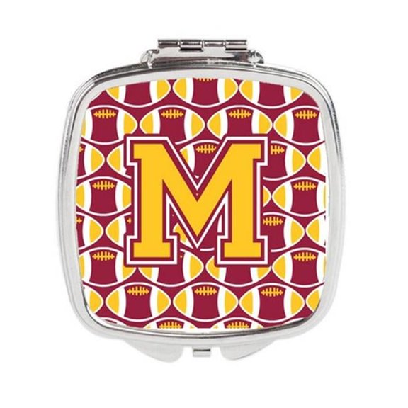 Letter M Football Maroon & Gold Compact Mirror