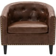 thumbnail image 3 of SYNGAR Accent Chair for Living Room, Bedroom Comfy Reading Armchair, Mid Century Modern PU Leather Tufted Arm Chair Upholstered Cozy Side Single Sofa Chair Club Chair Relaxing Seating, Brown, 3 of 10
