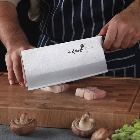 SHI BA ZI ZUO F208-2 Cleaver Knife Meat Cleaver 8-inch Professional Chef Knife Stainless Steel Vegetable Knife Safe Non-stick Finish Blade with Anti-slip Wooden Handle