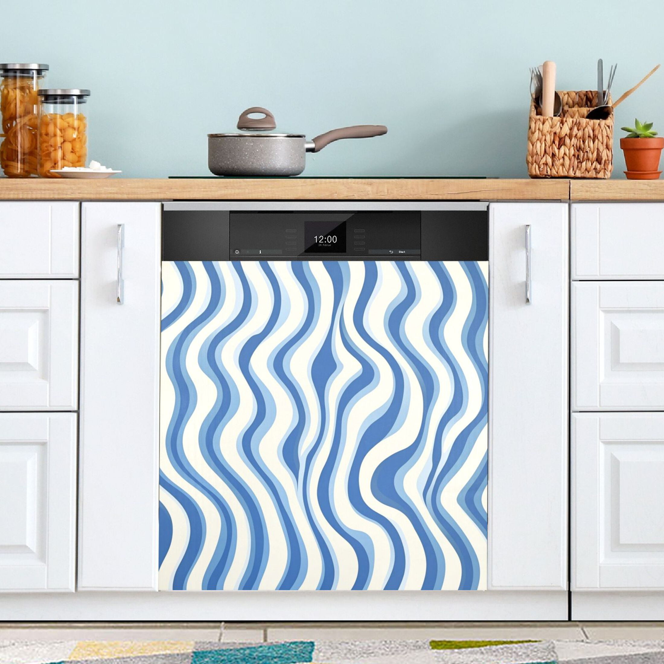 Dishwasher Magnetic Sticker 23x26 Inch Refrigerator Magnetic Sticker Washing Machine Magnetic Sticker Kitchen Panel Magnetic Sticker Home Decor Super Cute Blue Pattern