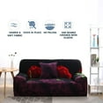 thumbnail image 3 of PiccoCasa Elastic Spandex Sofa Slipcover Rose Pattern Couch Cover, Dark Purple 88"-114", 3 of 7