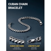PROSTEEL Men Chain Bracelet Cuban Stainless Steel Curb Bracelet 6MM 7.5 inch Silver Wrist Bracelet Mens Birthday Father Day Graduation Jewelry Gifts for Him Dad Adults Age