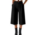 thumbnail image 2 of Women's High Waist Wide Leg Cropped Pants, Pleated Front with Pockets, Business Casual Capri Trousers for Summer Office or Daily Wear, Breathable and Lightweight Black XL, 2 of 6