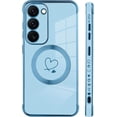 thumbnail image 4 of for Samsung Galaxy S23 Plus 5G Case [Support Magsafe] Love Heart Pattern Magnetic Plating Luxury Elegant Case Camera Protector Soft TPU Shockproof Corner Back Cover -Blue, 4 of 11