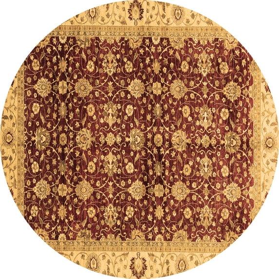 Ahgly Company Indoor Round Abstract Brown Modern Area Rugs, 4' Round