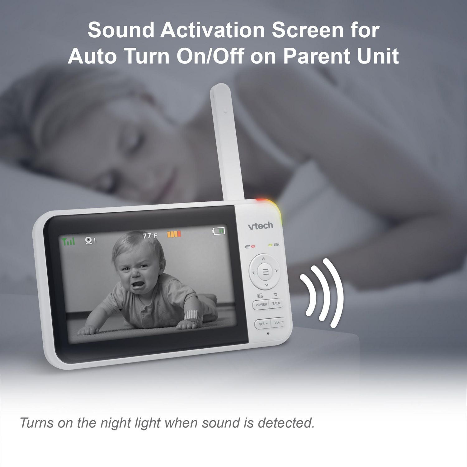 VTech VM5267 5” Digital Video Baby Monitor with Pan and Tilt and Night Light - White