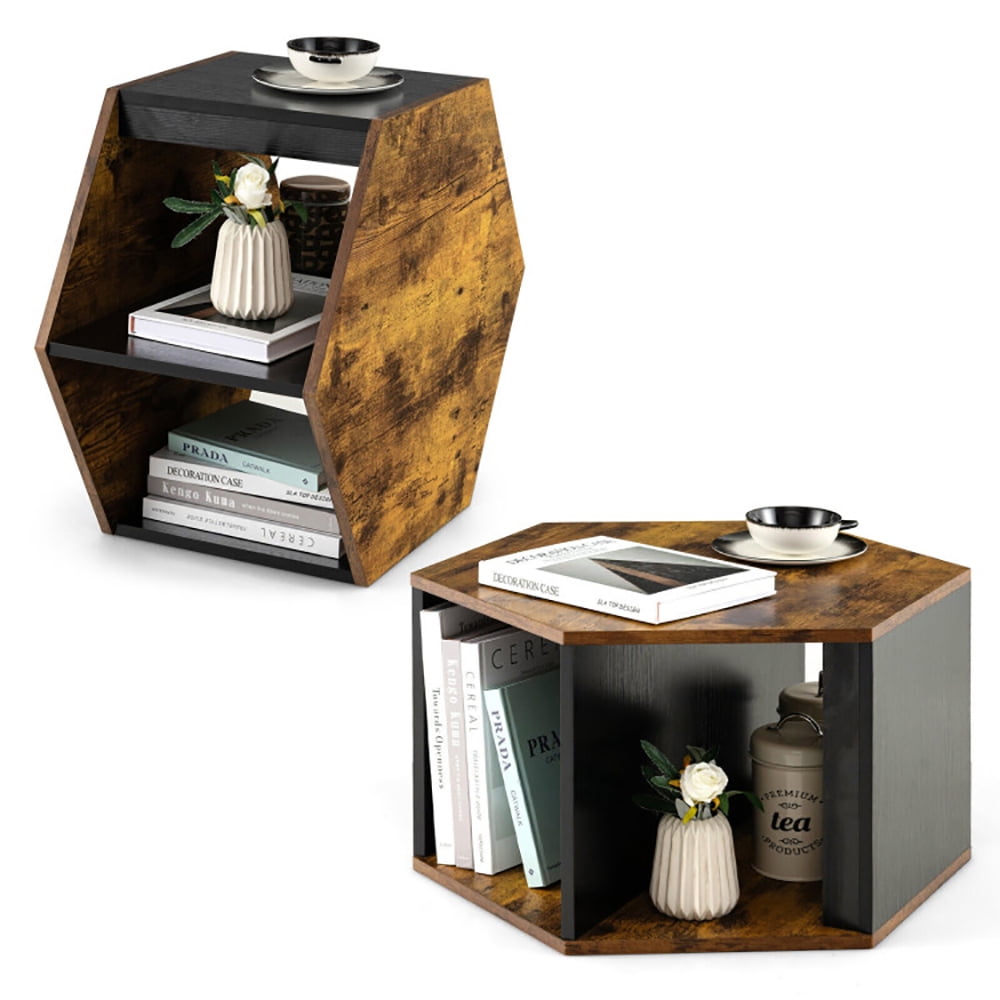 Finihen End Table, 2 Pieces Hexagonal Side End Table, for Living Office Coffee Room, Coffee Finihen End Table, 2 Pieces Hexagonal Side End Table, for Living Office Coffee Room, Coffee