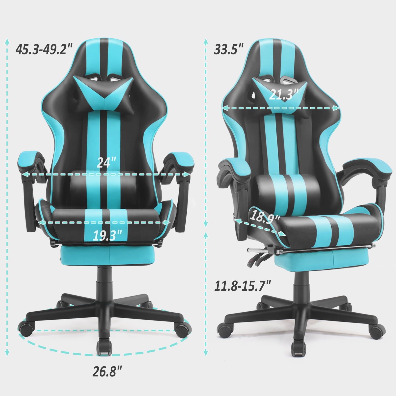 Luxvie Gaming Chair with Footrest High Back Computer Office Gamer Chair with Massage and Headrest Lumbar Support Swivel Seat Ergonomic Game Chair for Adults, NavyBlue