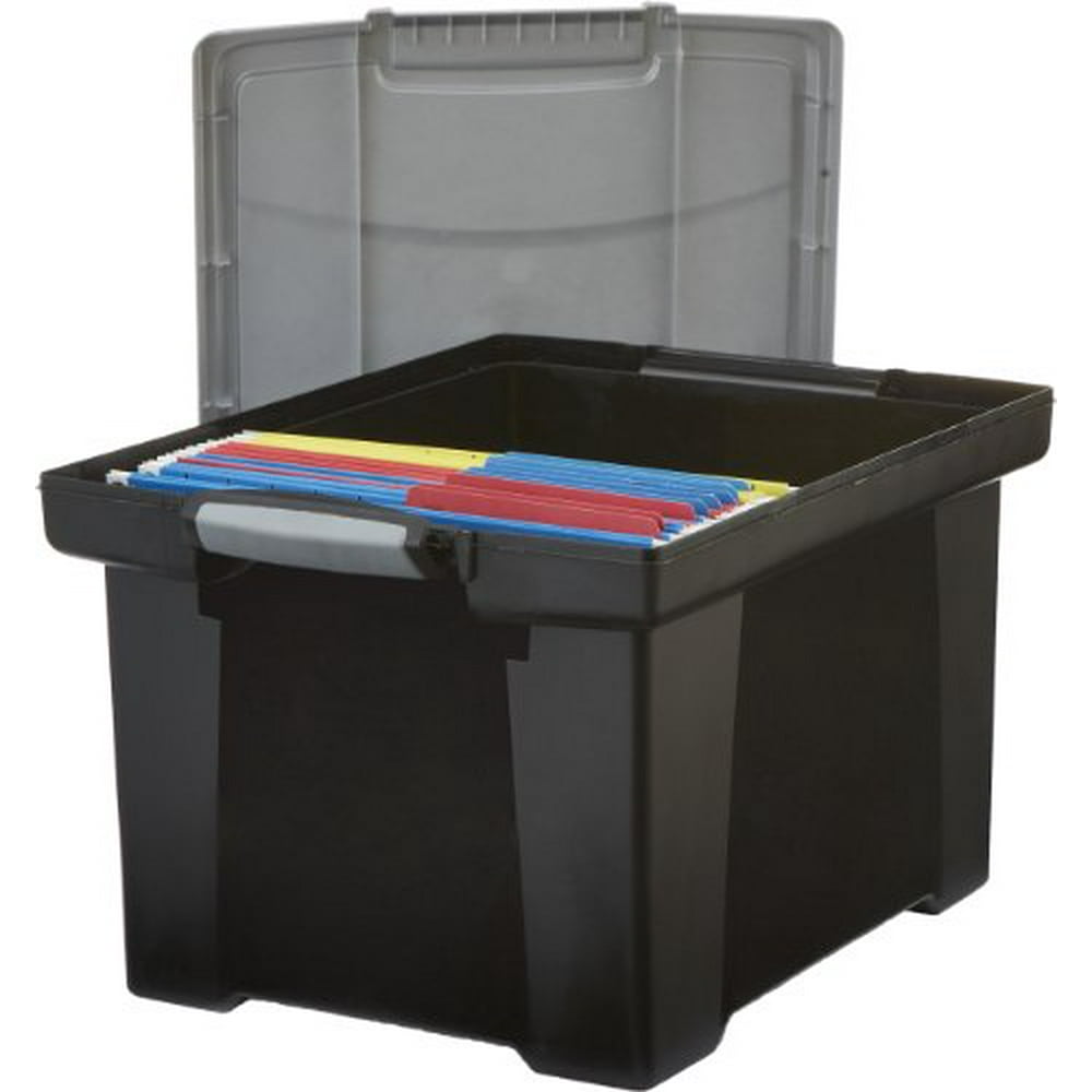 Portable File Tote W/locking Handle Storage Box, Letter/legal, Black