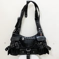 thumbnail image 2 of Bolsos de moto y motociclista para mujer, bolsos y carteras de diseñador de lujo, novedad de 2023, en PU con remaches, múltiples bolsillos, Y2K, gran capacidad, para el hombro, 2 of 5