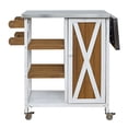 thumbnail image 6 of Harper & Bright Designs Outdoor Kitchen Island with Wheels, Patio Kitchen Cart with Foldable Stainless Steel Top, Portable Prep Station with Storage Cabinet and Towel Rack for Garden, Brown+White, 6 of 18