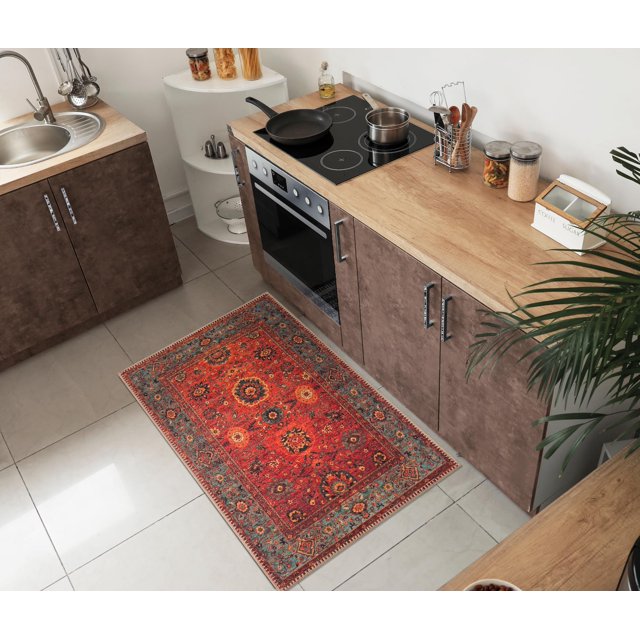 Alfombra Keen Home Design vintage marroquí de 60 x 90 cm, lavable