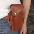 thumbnail image 3 of RENACLIPY Portable Brown Waist Bag Outdoor with Button Design for Phone Keys and Tickets Storage, 3 of 7
