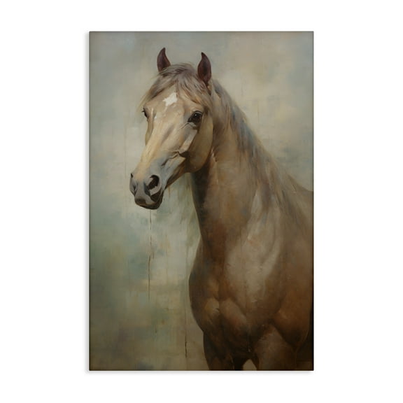 Stupell Industries Tan Horse Visage Animals & Insects Painting Gallery Wrapped Canvas Art Print Wall Art, 16 x 24
