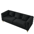 thumbnail image 4 of JERFIT 81" Modern Plush Fabric 3-Seater Sectional Sofa with Lumbar Pillows, Deep Seating for Living Room, Office, Black Teddy, 4 of 10