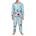 thumbnail image 3 of Fuzoiu Sailboats Anchors Print Men's Long-Sleeved Pajama,Lounge Button Down Nightwear,Mens Notch Collar Pajama Set -Medium, 3 of 7