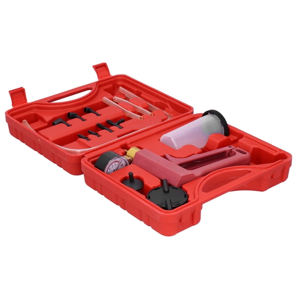 Probador de bomba de presión de vacío de mano, herramienta, kit de purga de frenos, adaptadores, conectores con caja de herramientas
