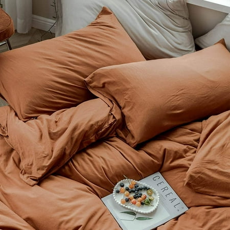 Caramel Pumpkin Duvet Cover Queen Solid Brown Burnt Orange Bedding Set Jersey Knit Cotton Rust Comforter Color Collection 1 2 Pillowcases Easy Care Canada Caramel Pumpkin Duvet Cover Queen Solid, Burnt Orange Queen Bedding