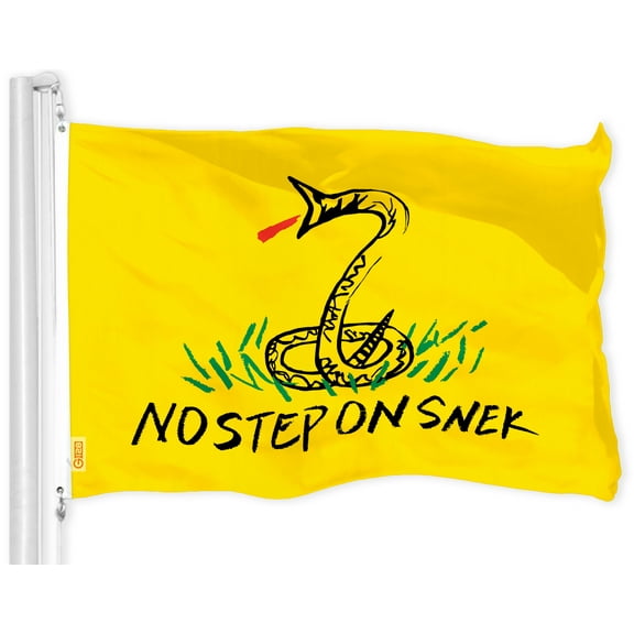 G128 No Step on Snek Flag | 3x5 Ft | LiteWeave Pro Series Printed 150D Poly | Novelty Flag, Indoor/Outdoor, Vibrant Colors, Brass Grommets