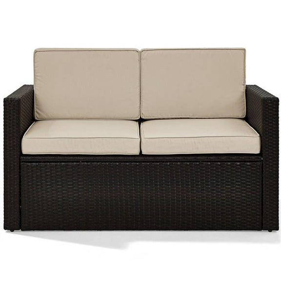 Afuera Living Wicker Patio Loveseat in Brown and Sand