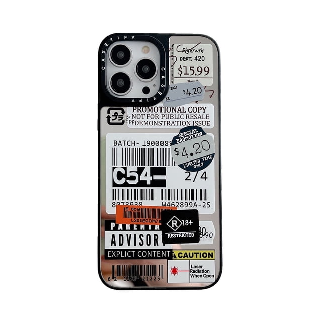 Rojo Blanco Venta Etiquetas Casetify Espejo Trasero Suave Parachoques Funda De Teléfono A Prueba De Golpes Para IPhone 11 12 13 Pro Max 14 Plus Cubierta
