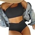 thumbnail image 1 of Women One Shoulder Wrap Bikini Set Push Up High Waisted Two Piece Swimsuits Tummy Control Swimwear, 1 of 6
