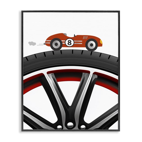 Stupell Industries Bohemian Sport Fast Lane Racecar Black Framed Giclee Art, 11 x 14, by Christine Simpson Art