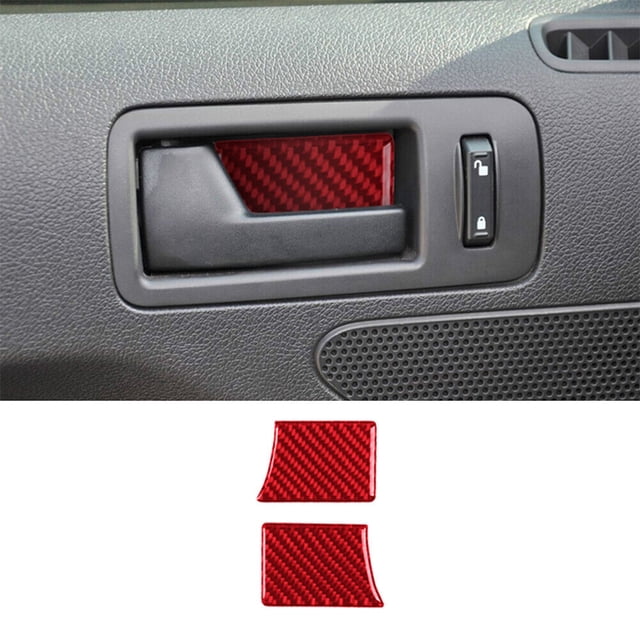 Real Bright Soft Car Interior Carbon Fiber Sticker DecorationRed Carbon Fiber Interior Door Handle Bowl Cover For Ford Mustang 2009-2013Auto Car Protection Interior Accessories